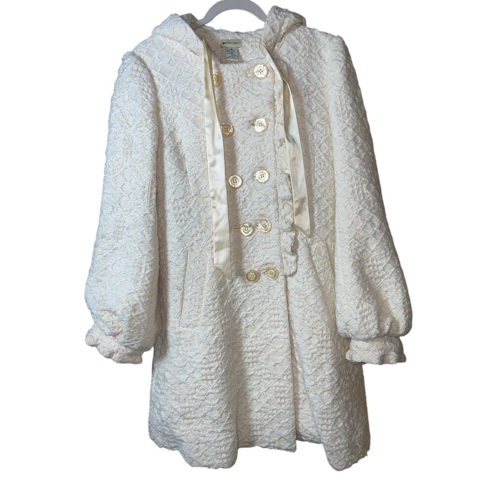 026 Elevenses Anthropologie Ivory Textured Hooded Coat Women’s 6 - Picture 1 of 6